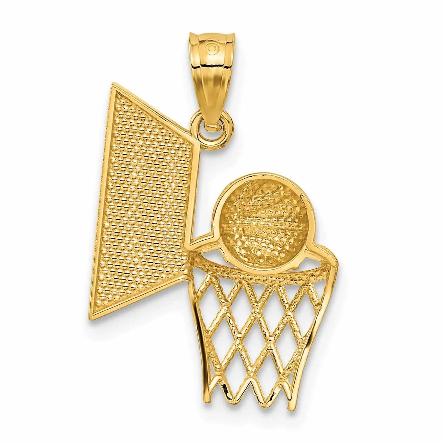 14 Yellow Gold Basketball and Net Charm Pendant