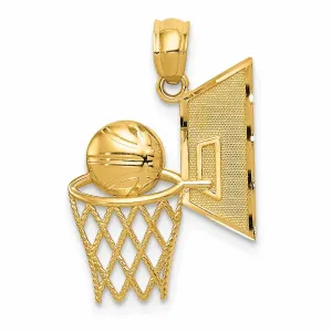 14 Yellow Gold Basketball and Net Charm Pendant