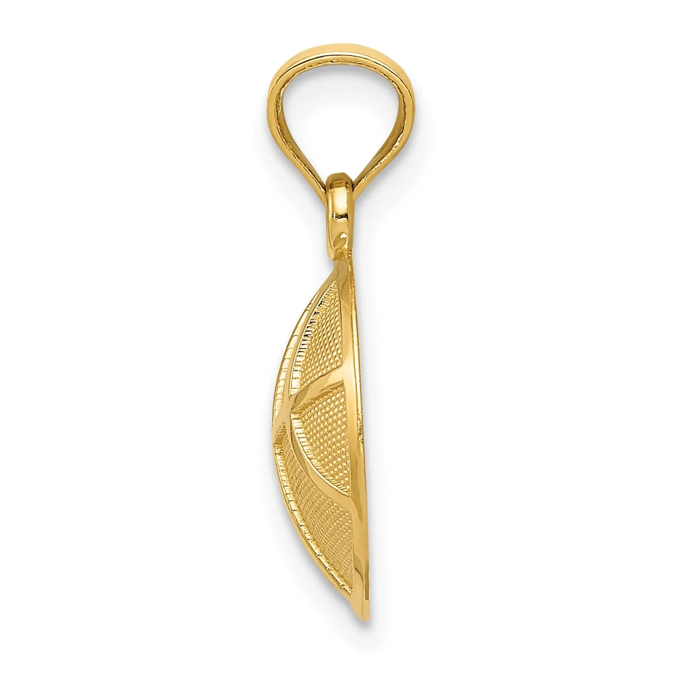 14k Yellow Gold Polished 3-D Basketball Pendant