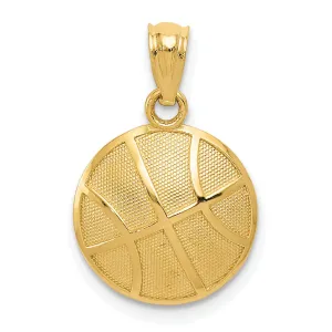 14k Yellow Gold Polished 3-D Basketball Pendant