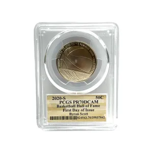 2020-S Basketball Hall of Fame Half Dollar PCGS PR70DCAM Signed by Byron Scott