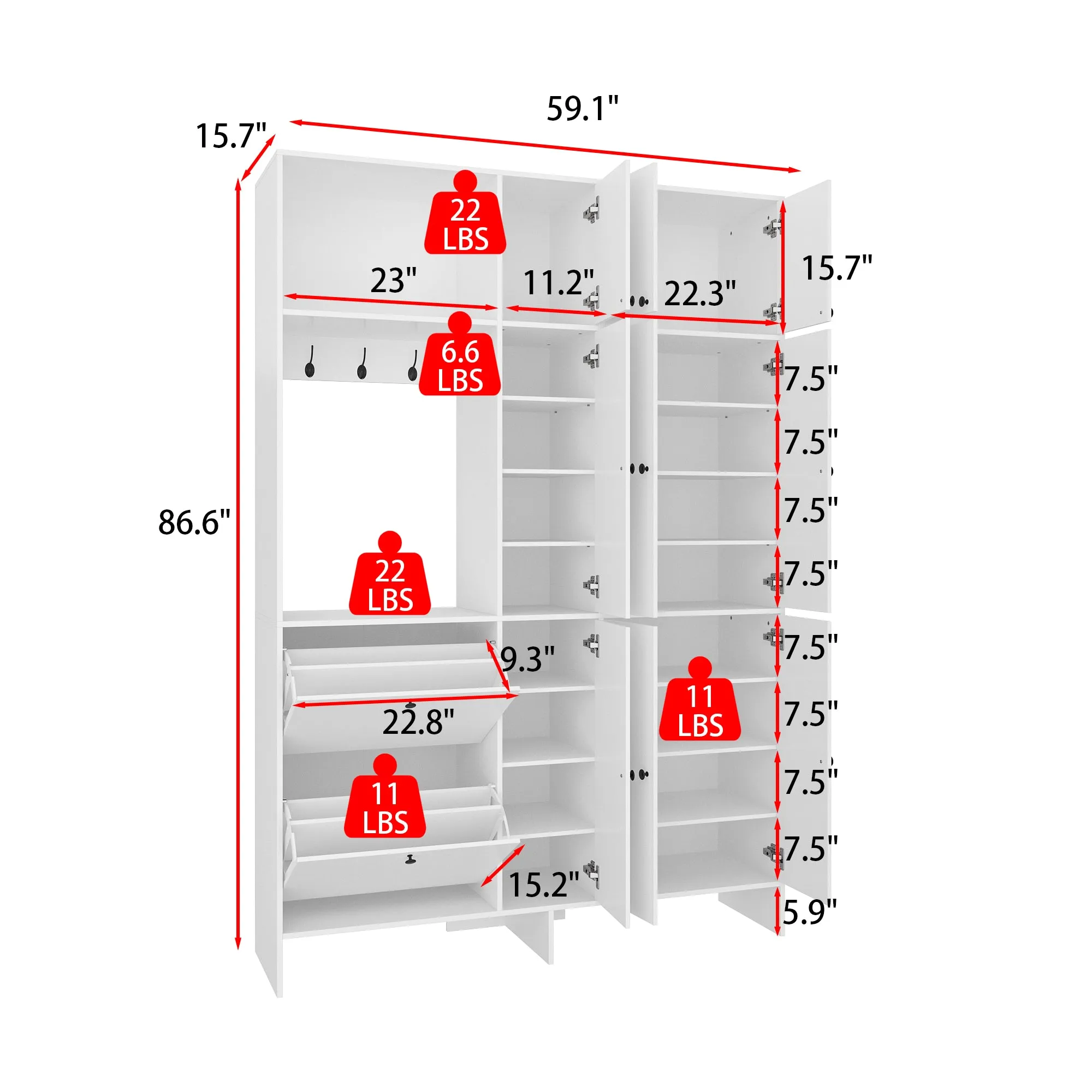 40 Pairs Of Shoes Storage Cabinet With Hooks