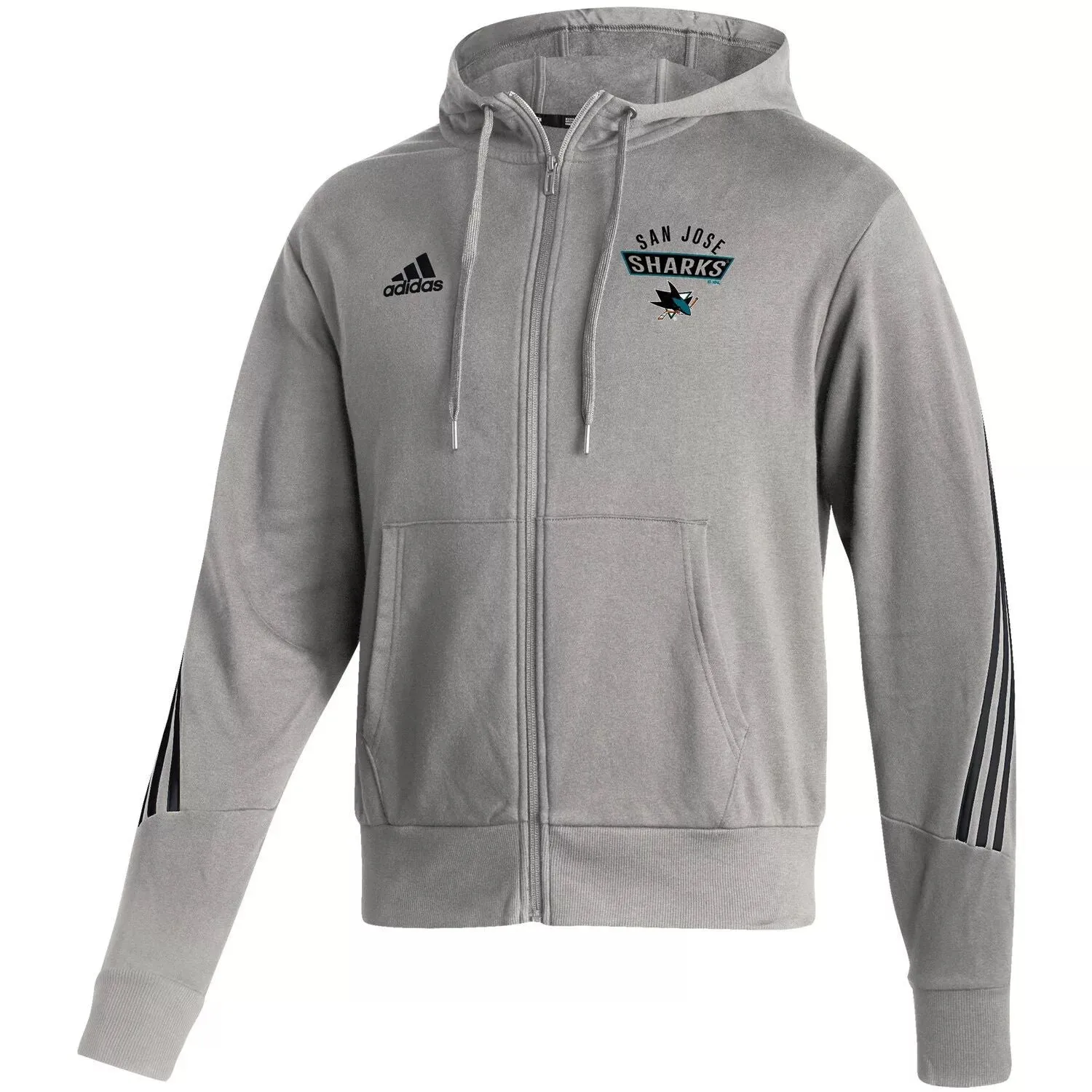 adidas Men's Gray San Jose Sharks Fashion Full Zip Hoodie