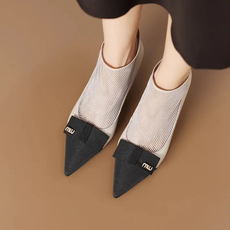 Adorably Chic Bow Detail Mesh Heeled Shoes