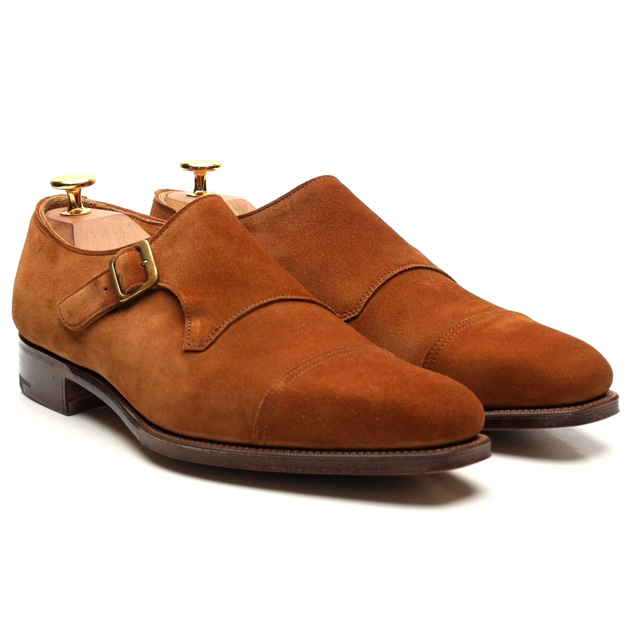 'Ashton' Tan Brown Suede Monk Strap UK 6 E