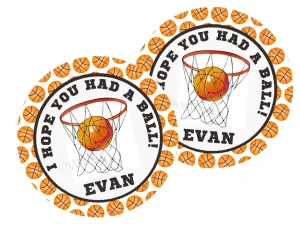 Basketball Birthday Party Stickers Or Favor Tags