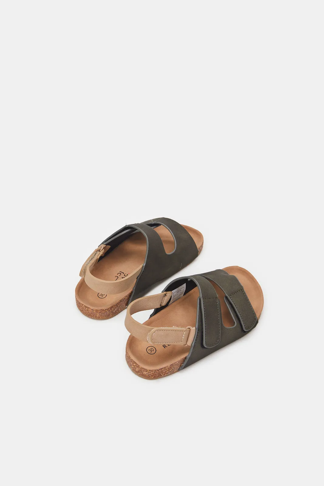 Boys Olive Back Strap Cork Sandals