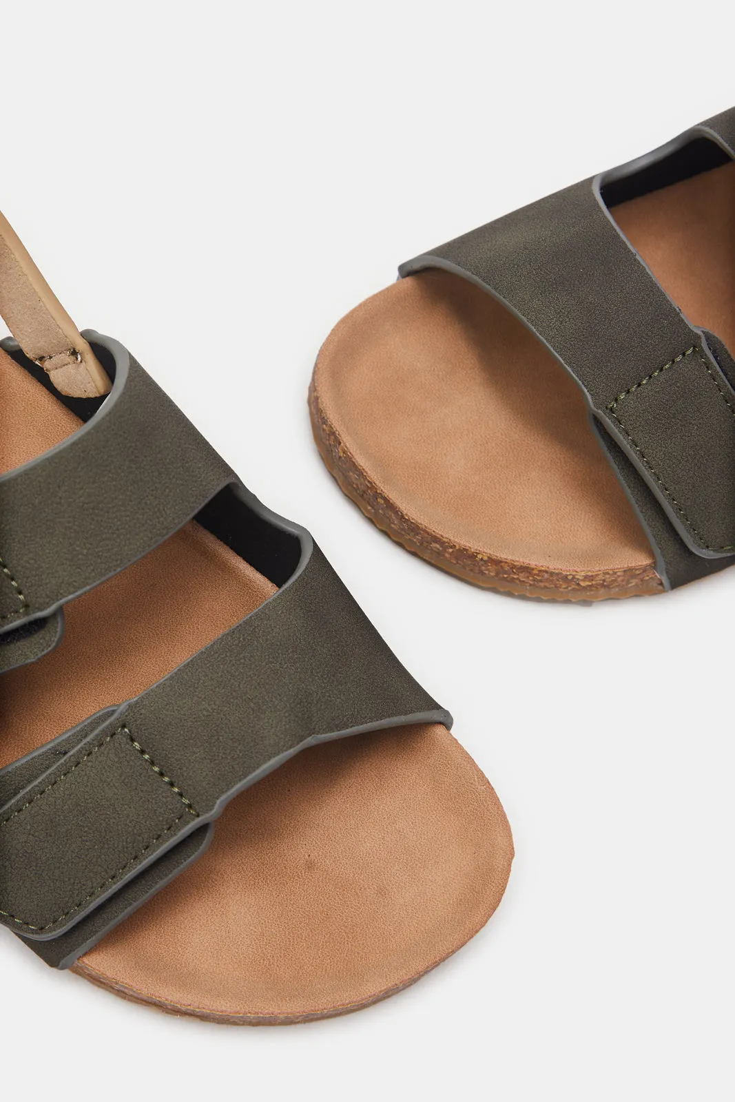 Boys Olive Back Strap Cork Sandals