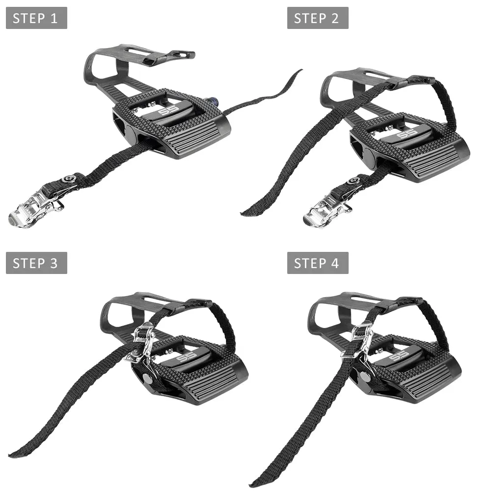 BV Bike Pedals 9/16" with Toe Clips Refurbished (Shimano SPD Cleats included) | BV-PD-S5-R