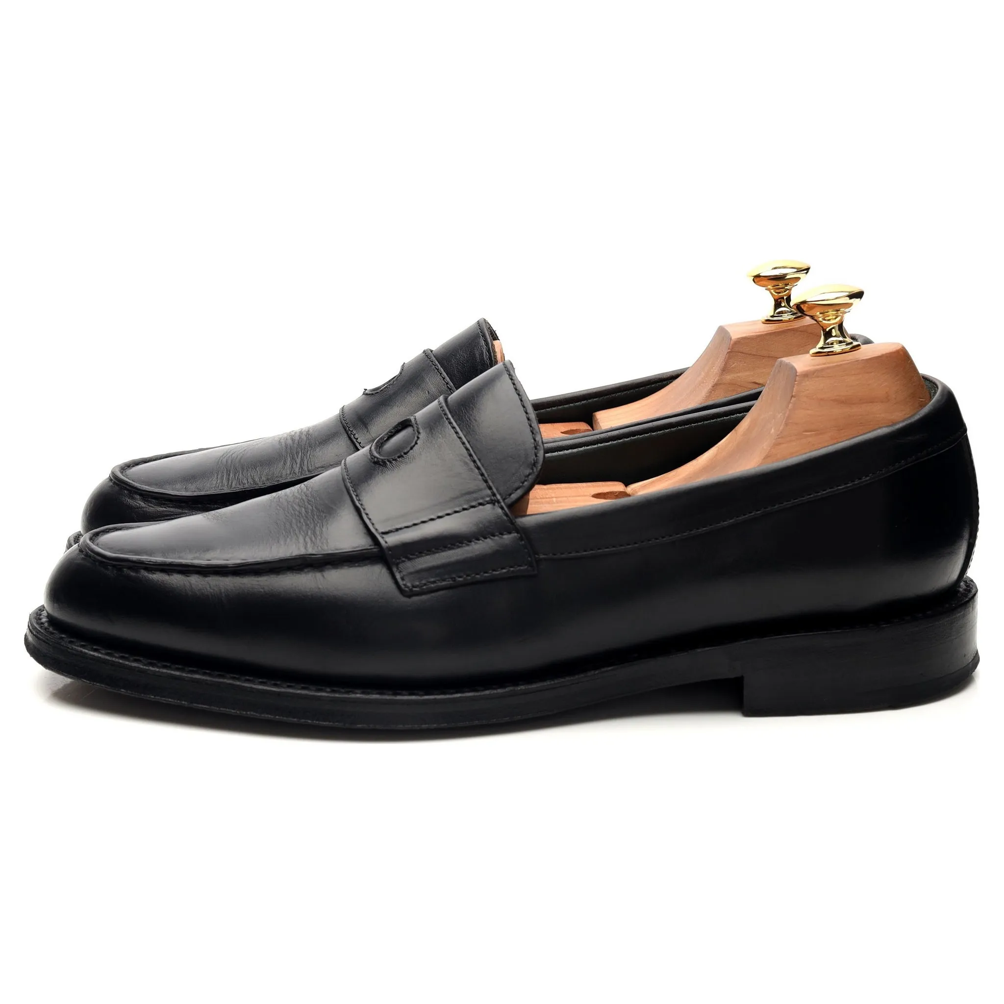 'Charles' Black Leather Loafers UK 9