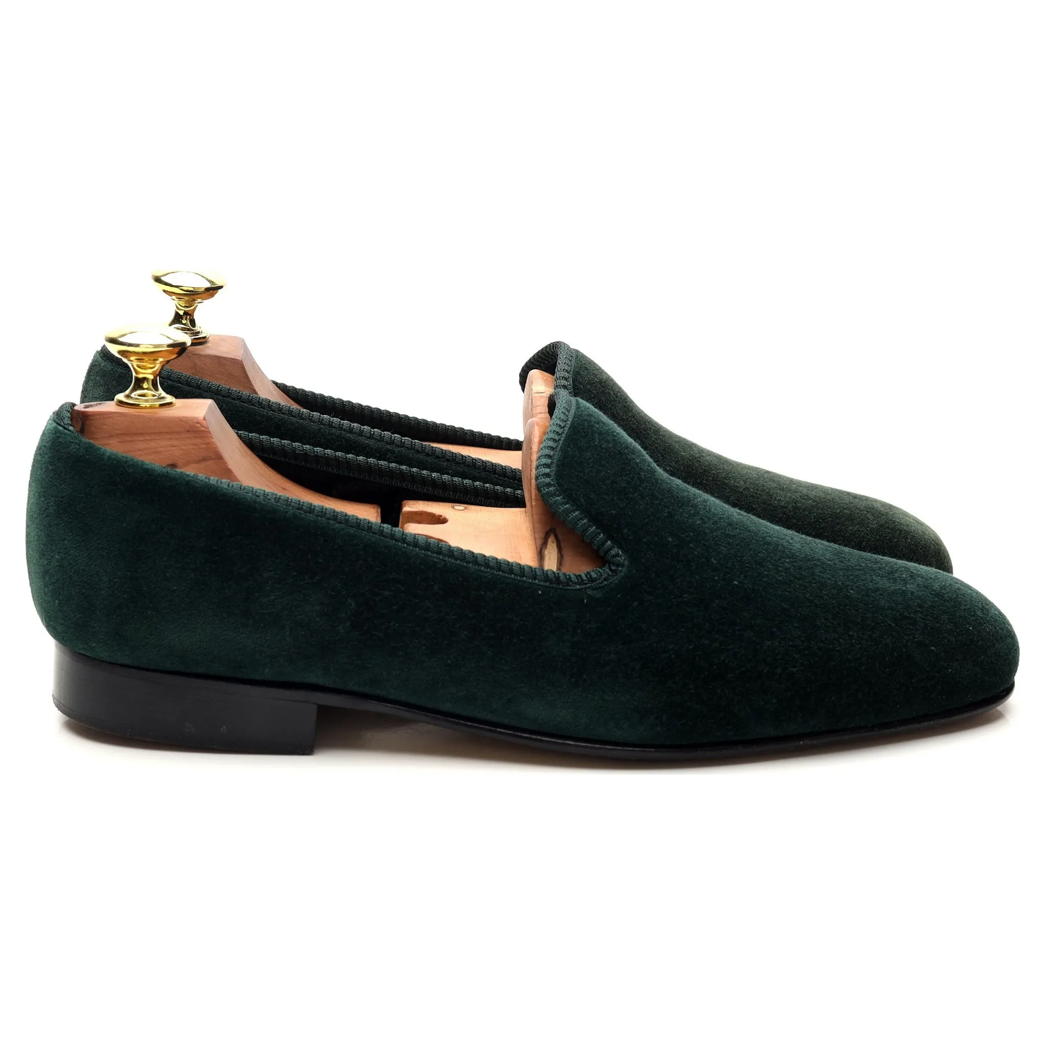 Dark Green Velvet Slippers UK 6.5