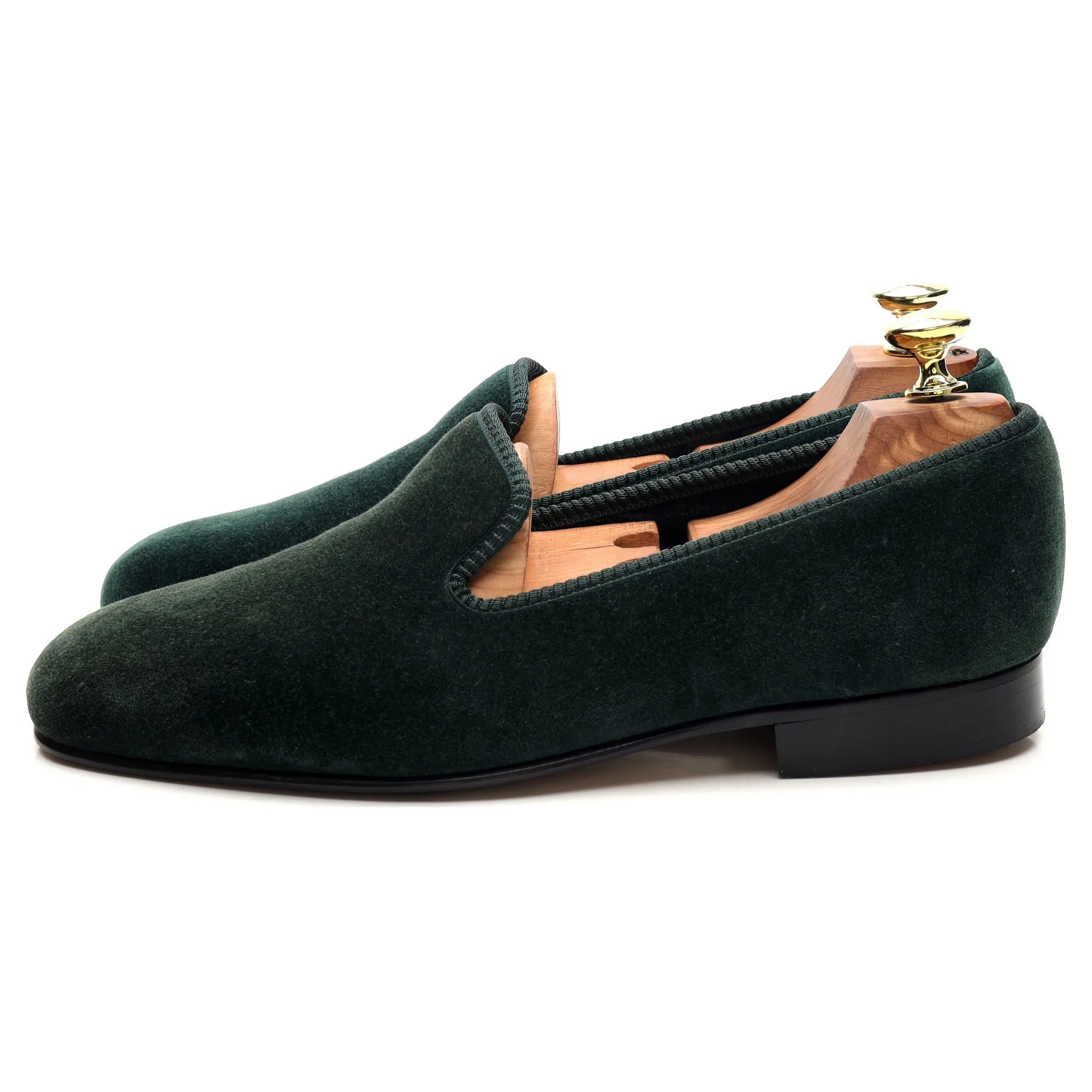 Dark Green Velvet Slippers UK 6.5