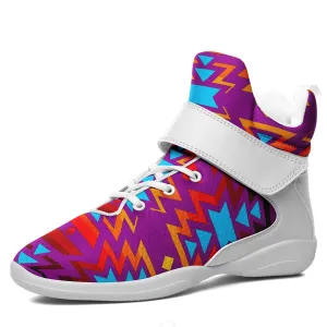 Fire Colors and Turquoise Purple Ipottaa Basketball / Sport High Top Shoes - White Sole