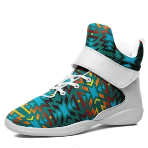 Fire Colors and Turquoise Teal Ipottaa Basketball / Sport High Top Shoes - White Sole