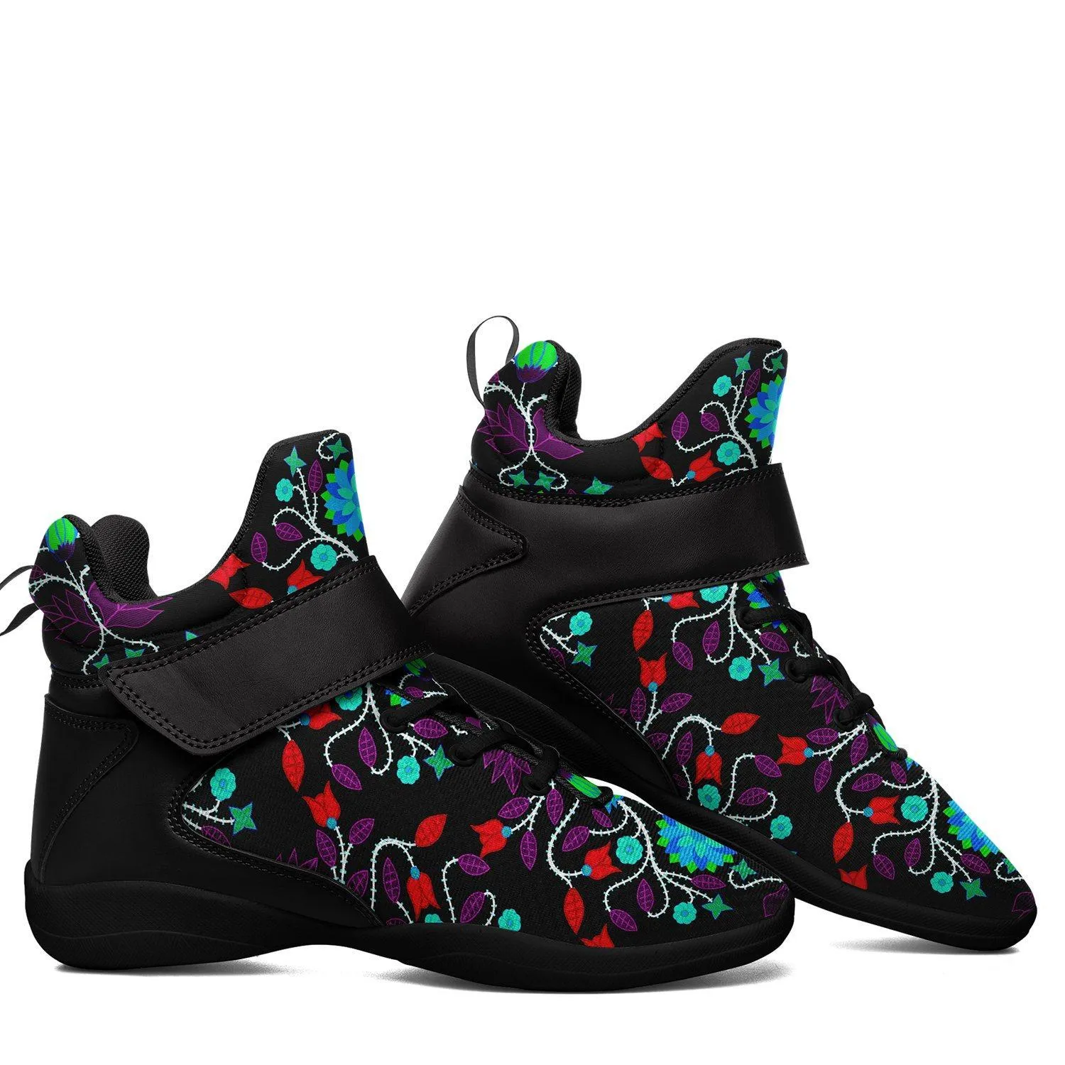 Floral Beadwork Four Clans Winter Ipottaa Basketball / Sport High Top Shoes - Black Sole