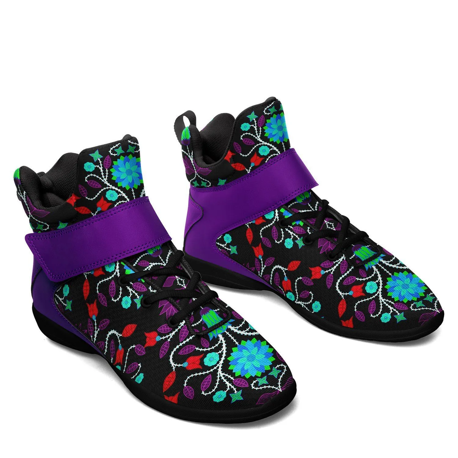 Floral Beadwork Four Clans Winter Ipottaa Basketball / Sport High Top Shoes - Black Sole