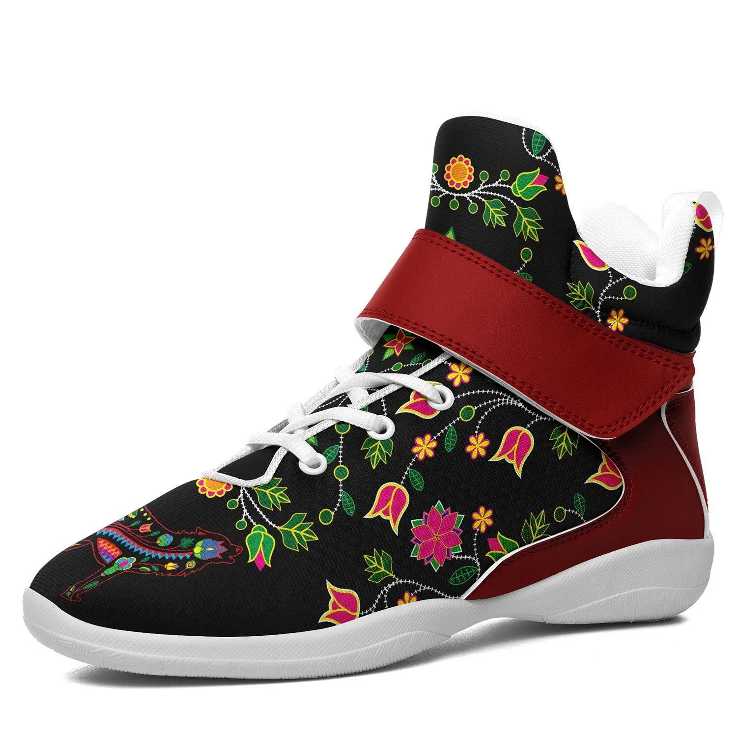 Floral Wolf Ipottaa Basketball / Sport High Top Shoes - White Sole