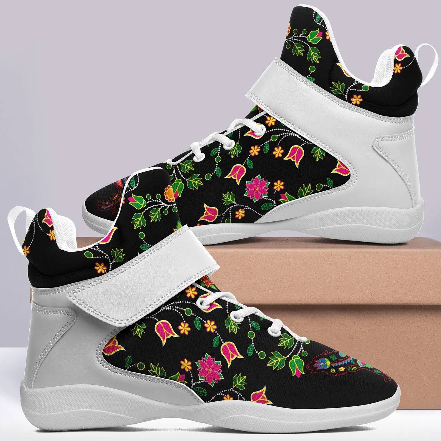 Floral Wolf Ipottaa Basketball / Sport High Top Shoes - White Sole