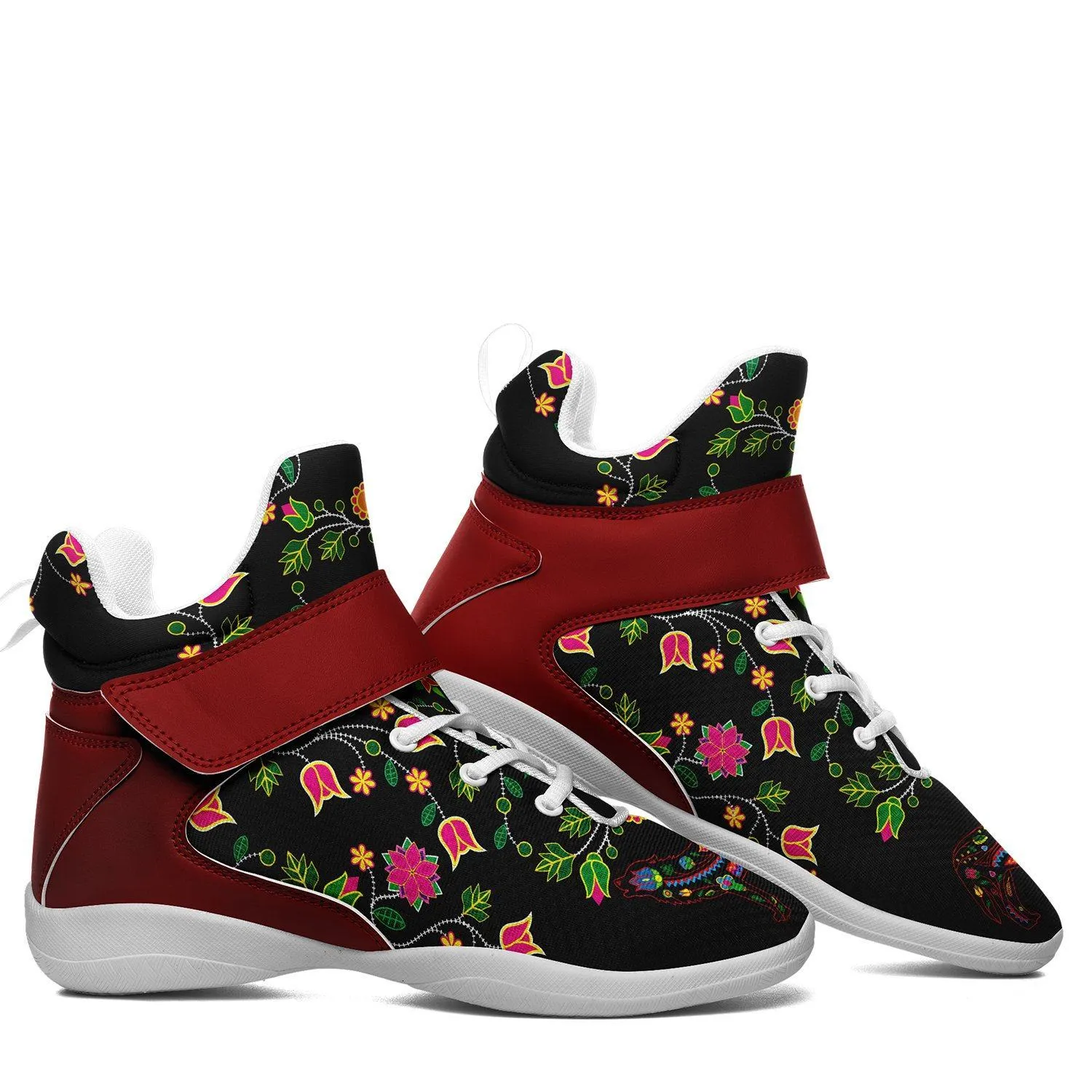 Floral Wolf Ipottaa Basketball / Sport High Top Shoes - White Sole