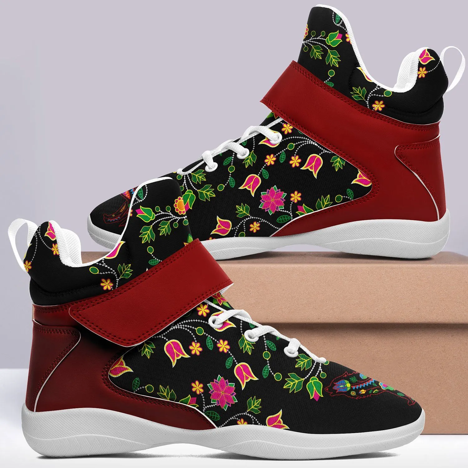 Floral Wolf Ipottaa Basketball / Sport High Top Shoes - White Sole