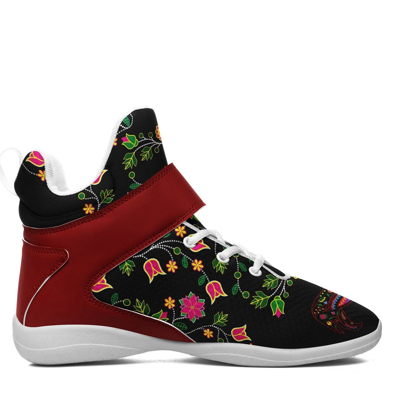 Floral Wolf Ipottaa Basketball / Sport High Top Shoes - White Sole