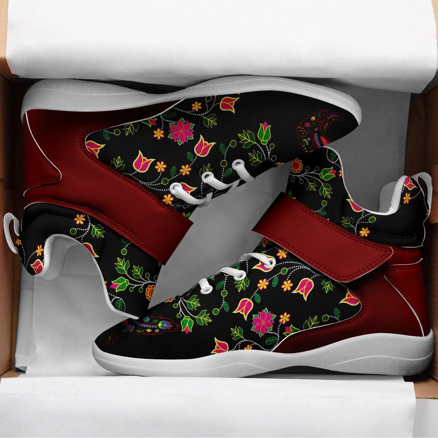 Floral Wolf Ipottaa Basketball / Sport High Top Shoes - White Sole