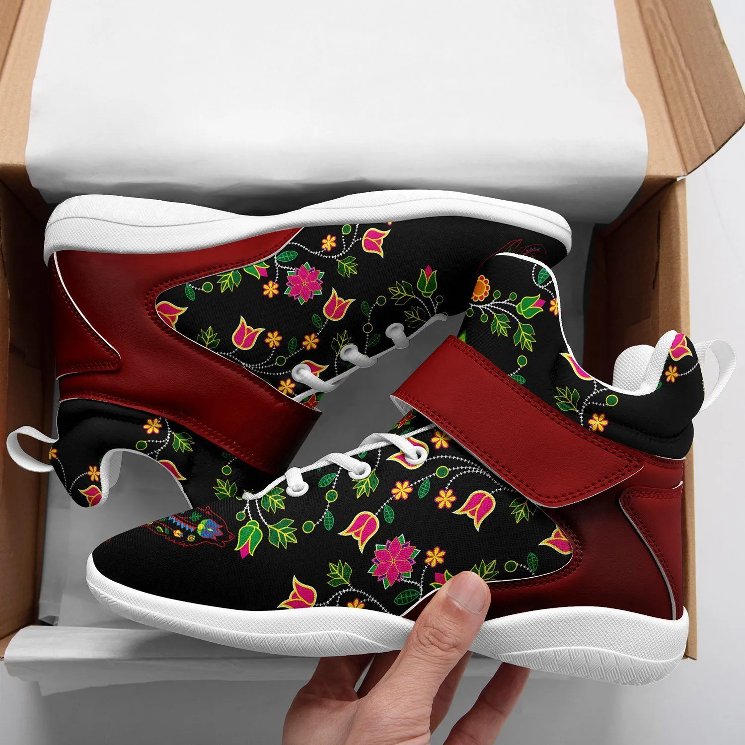 Floral Wolf Ipottaa Basketball / Sport High Top Shoes - White Sole