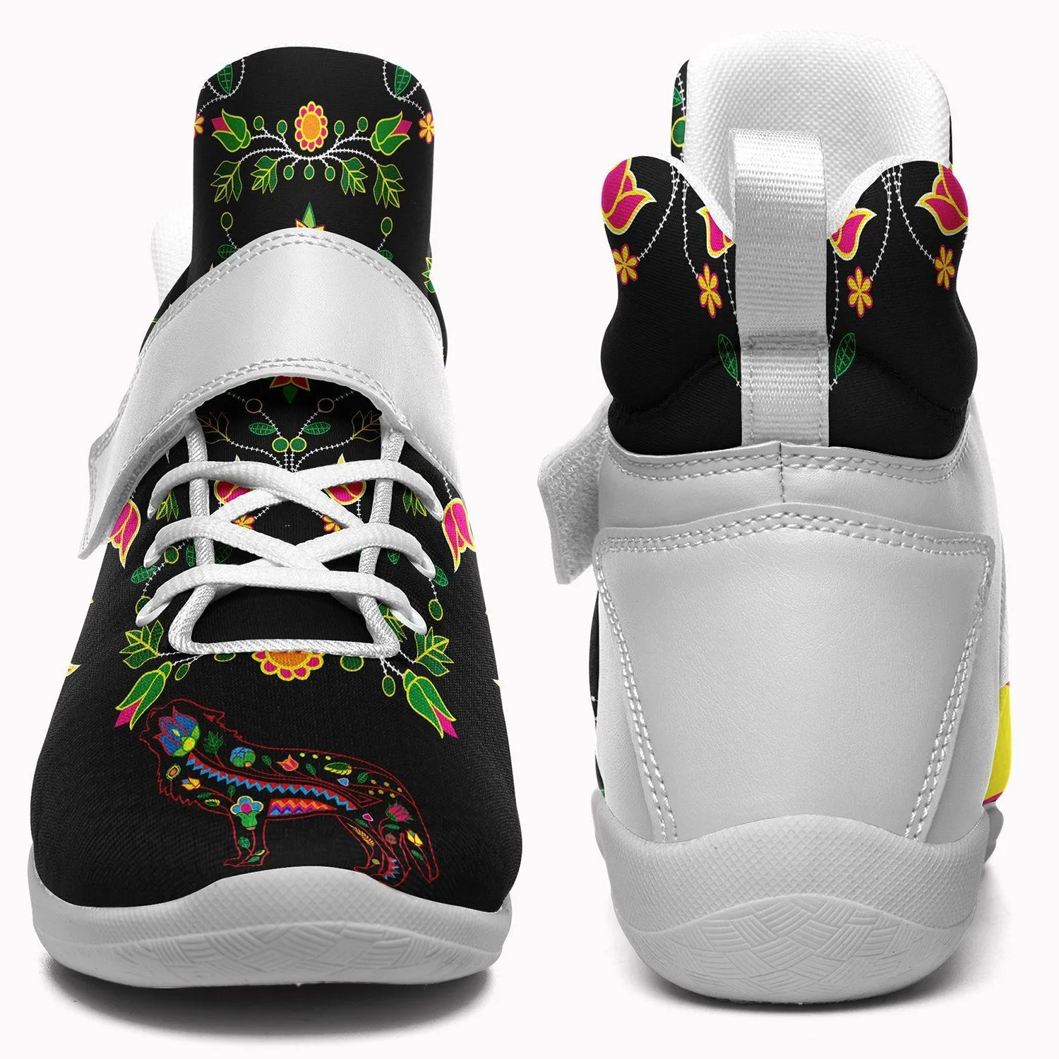 Floral Wolf Ipottaa Basketball / Sport High Top Shoes - White Sole