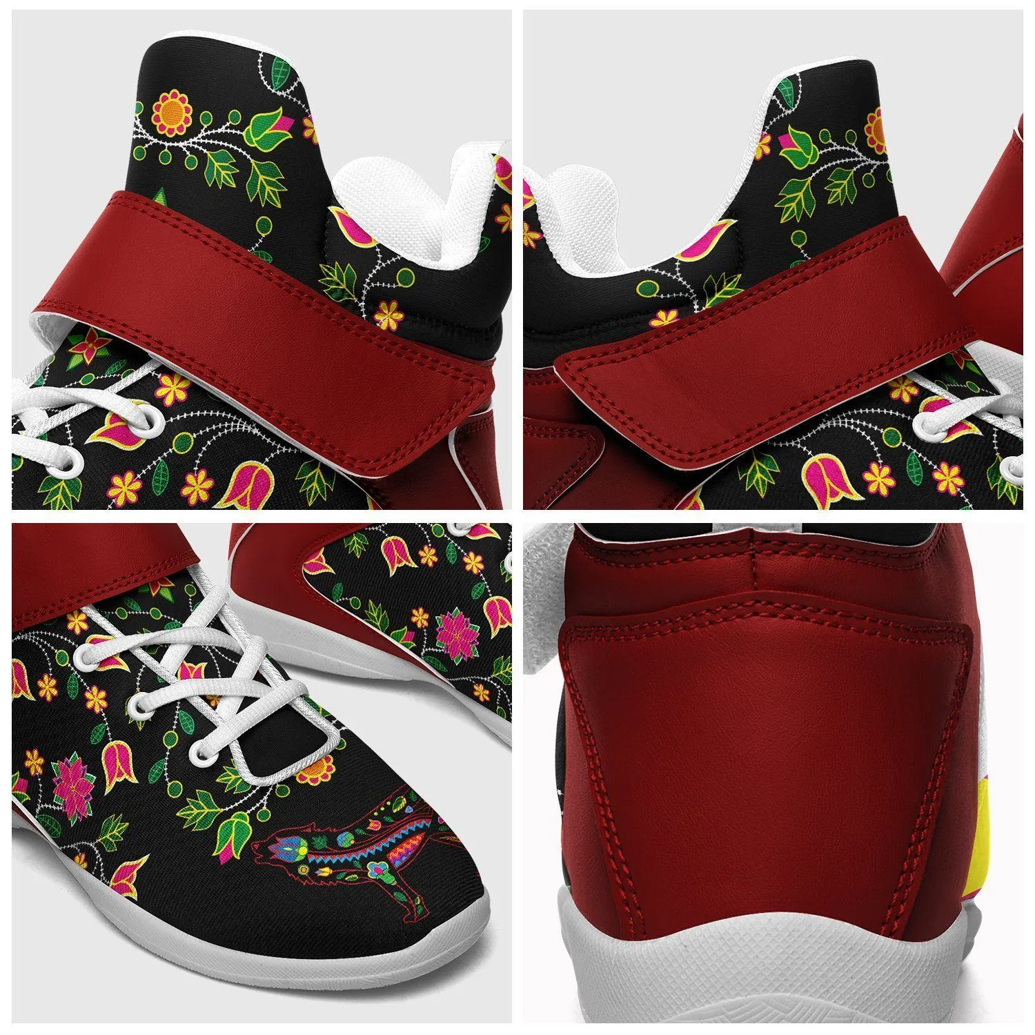 Floral Wolf Ipottaa Basketball / Sport High Top Shoes - White Sole