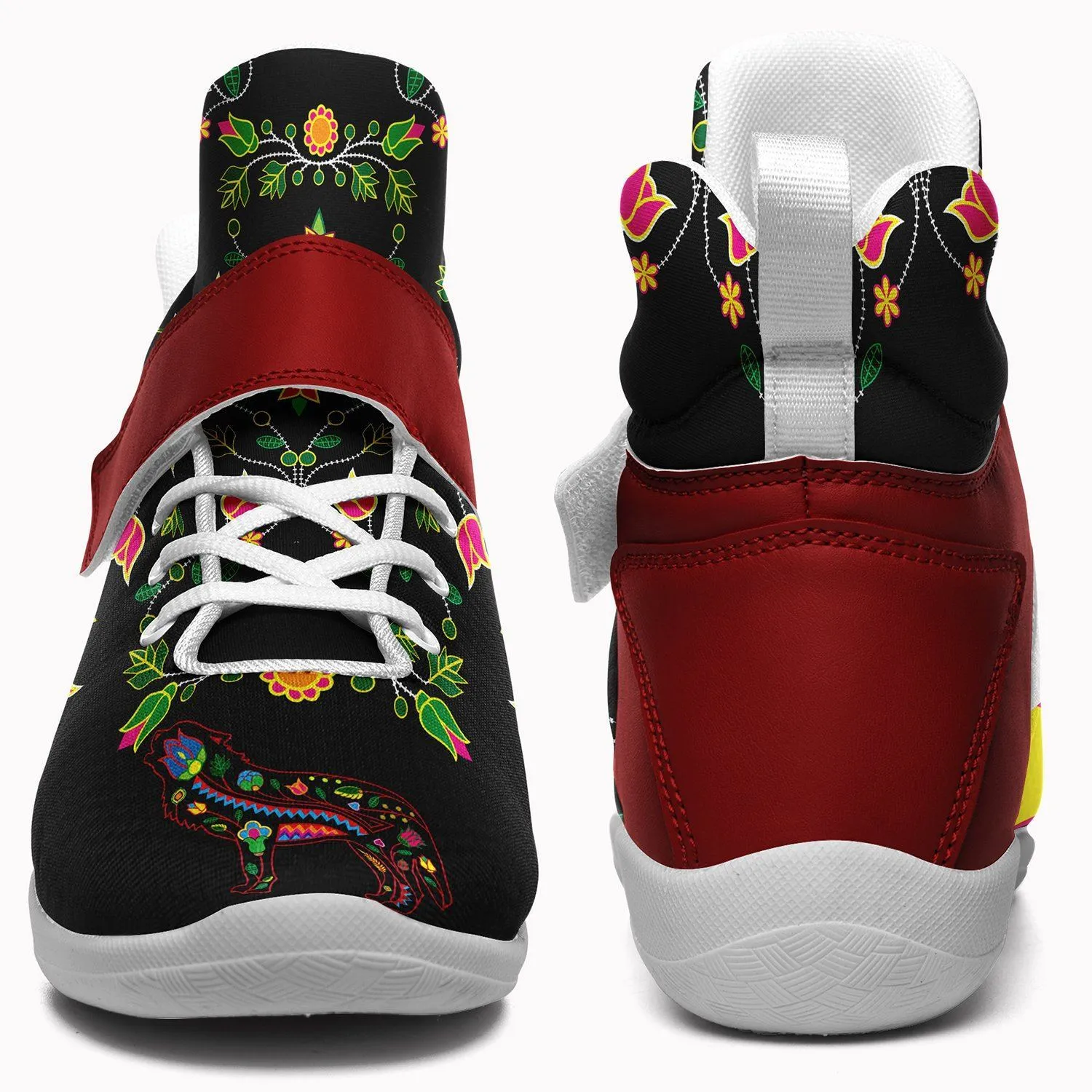 Floral Wolf Ipottaa Basketball / Sport High Top Shoes - White Sole