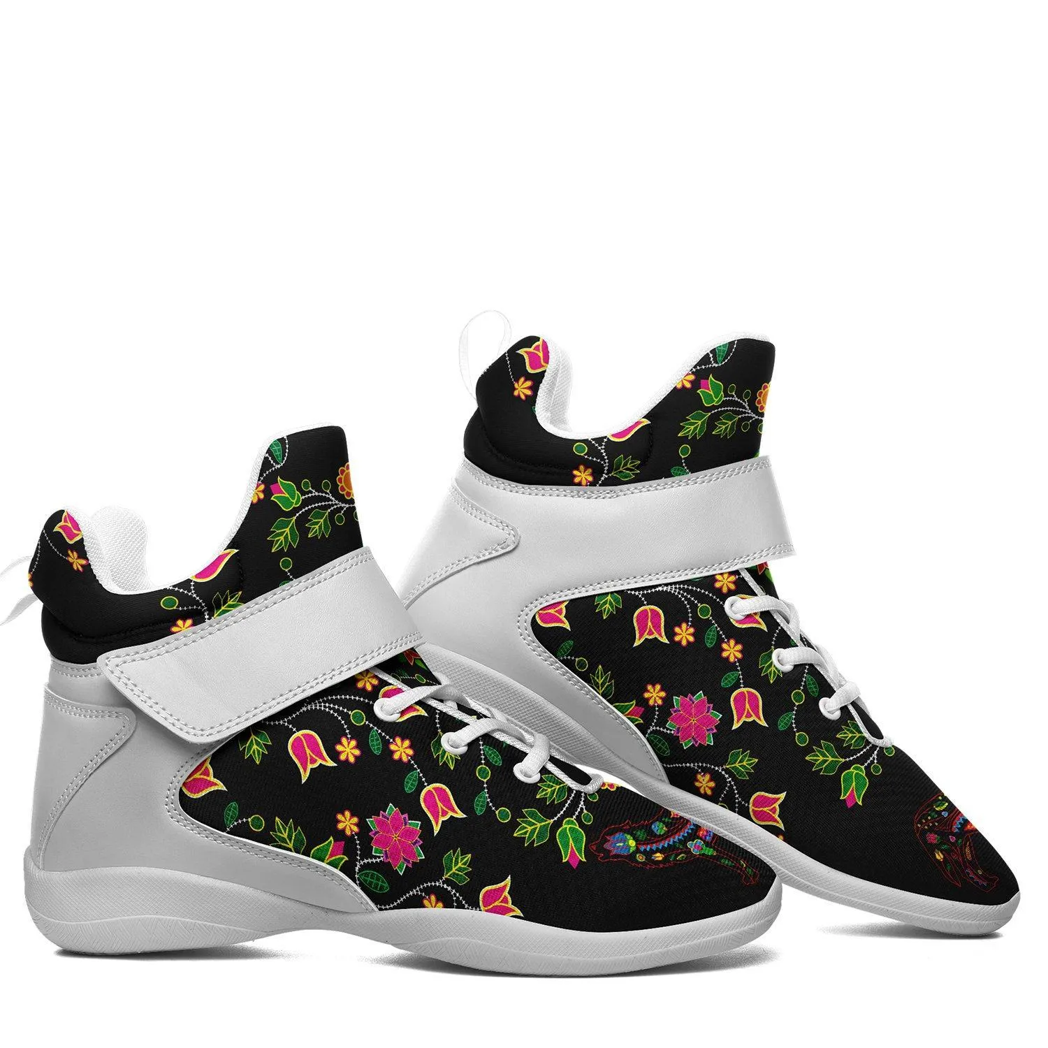 Floral Wolf Ipottaa Basketball / Sport High Top Shoes - White Sole