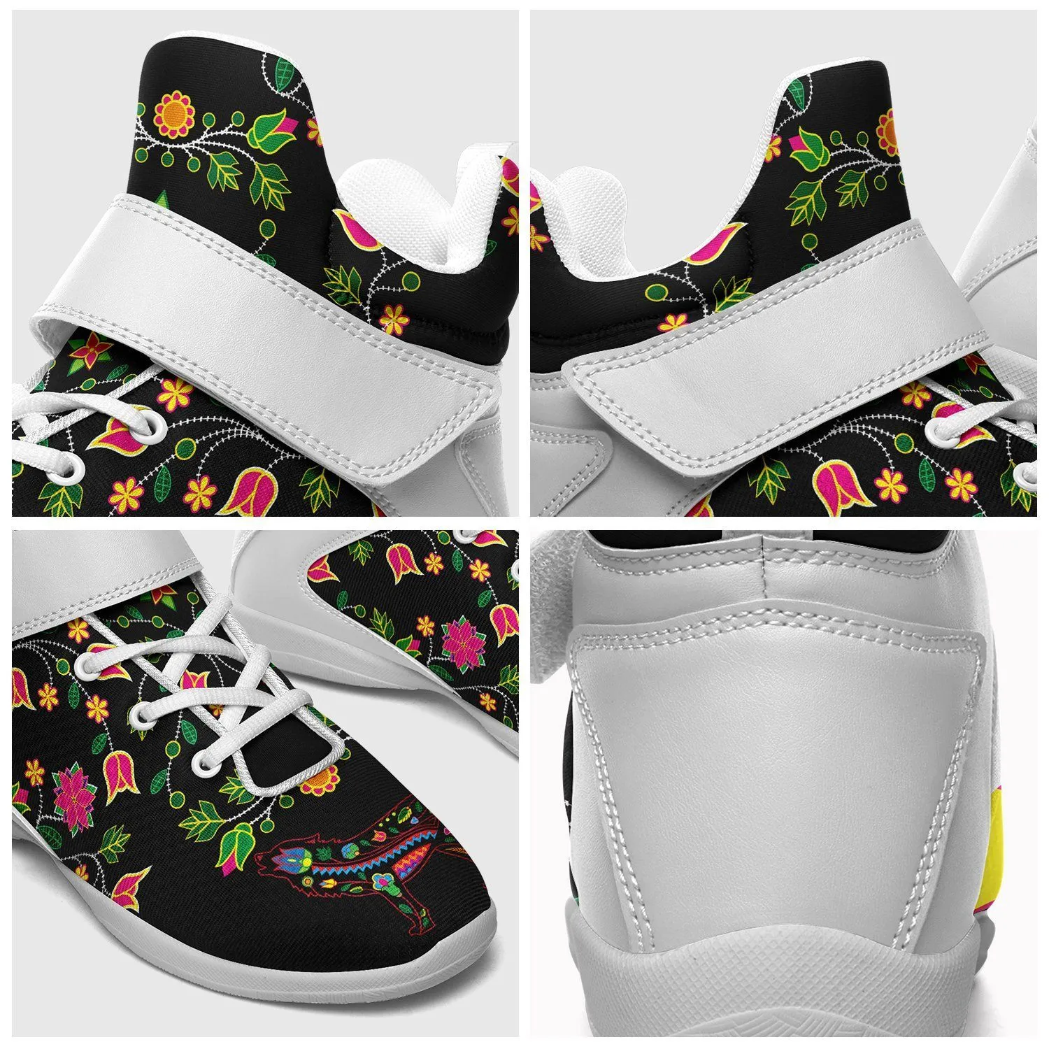 Floral Wolf Ipottaa Basketball / Sport High Top Shoes - White Sole