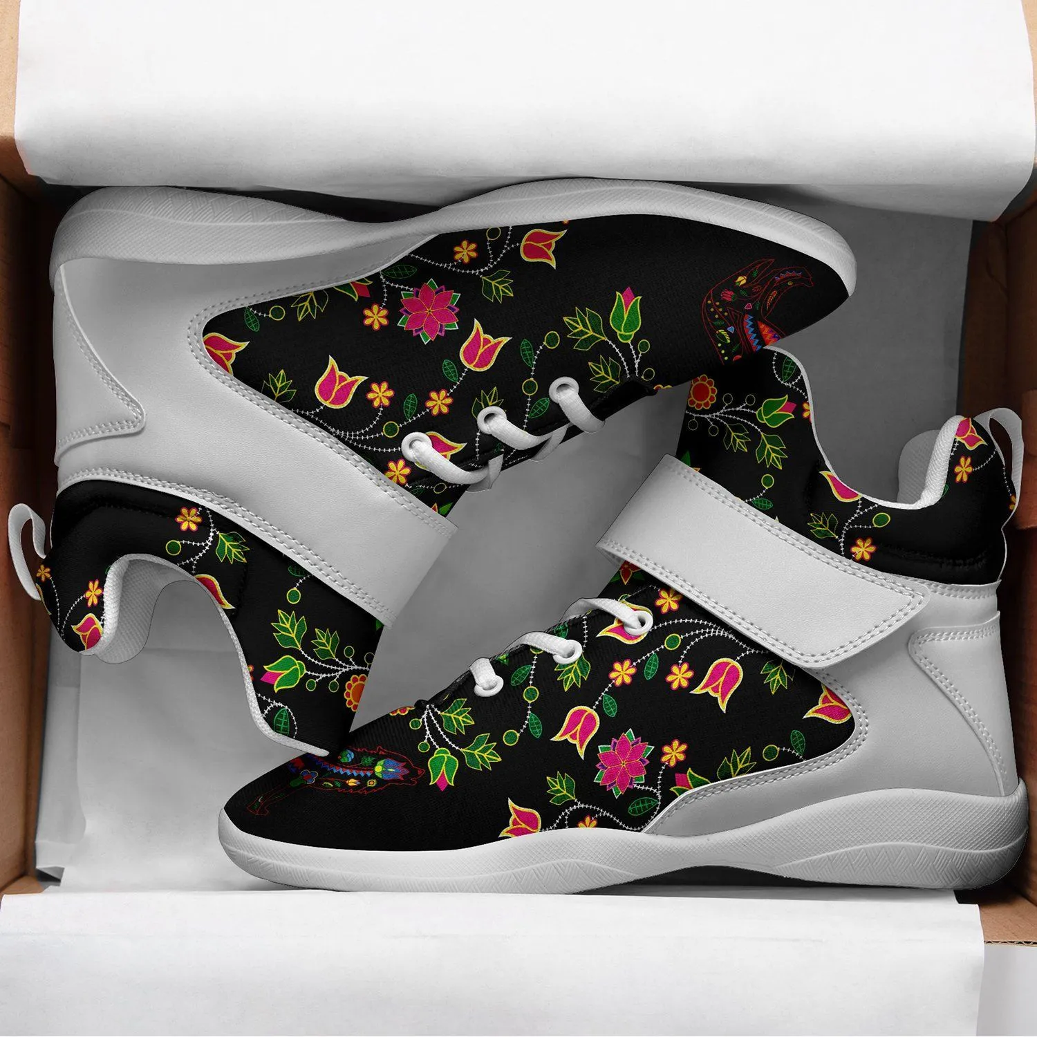 Floral Wolf Ipottaa Basketball / Sport High Top Shoes - White Sole