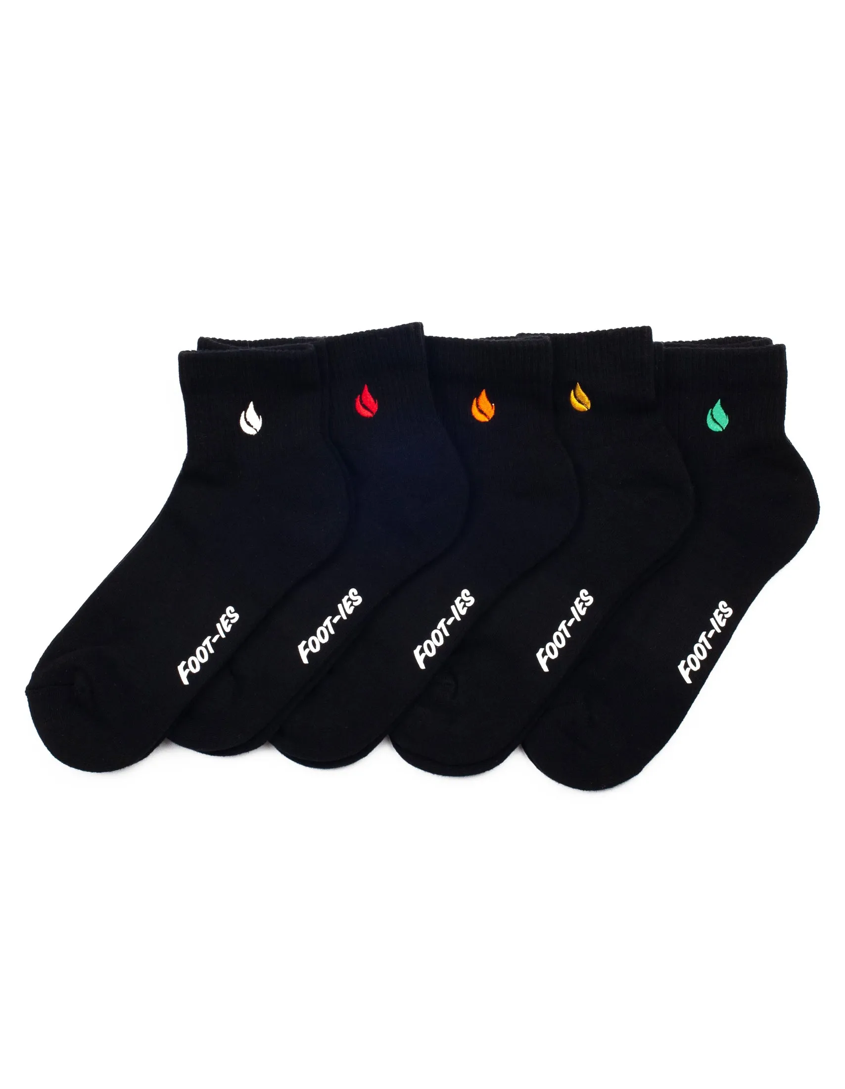 Foot-ies Blaze 5 Pack Sneaker Socks Qtr Black