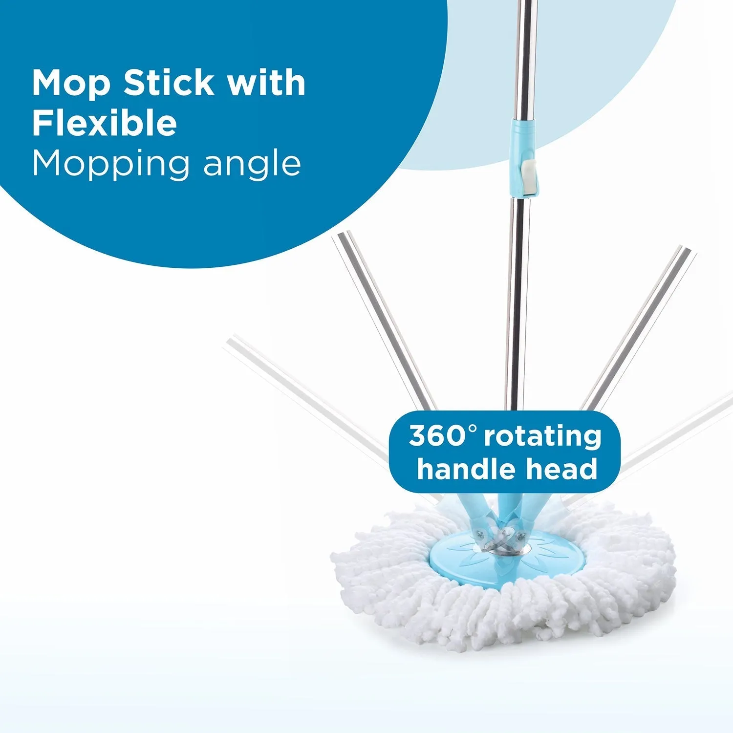 GANESH Prime Plus Steel Spinner Bucket Mop 360 Degree Self Spin Wringing with 2 Absorbers for Home and Office Floor Cleaning Mops Set.