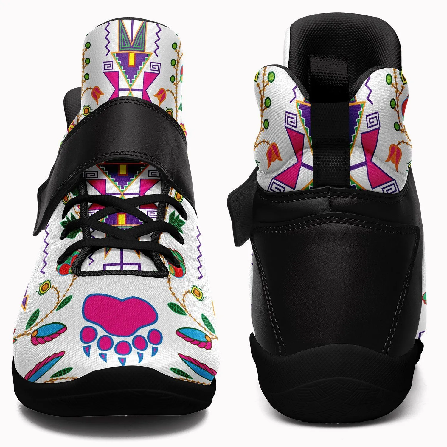 Geometric Floral Fall White Ipottaa Basketball / Sport High Top Shoes - Black Sole