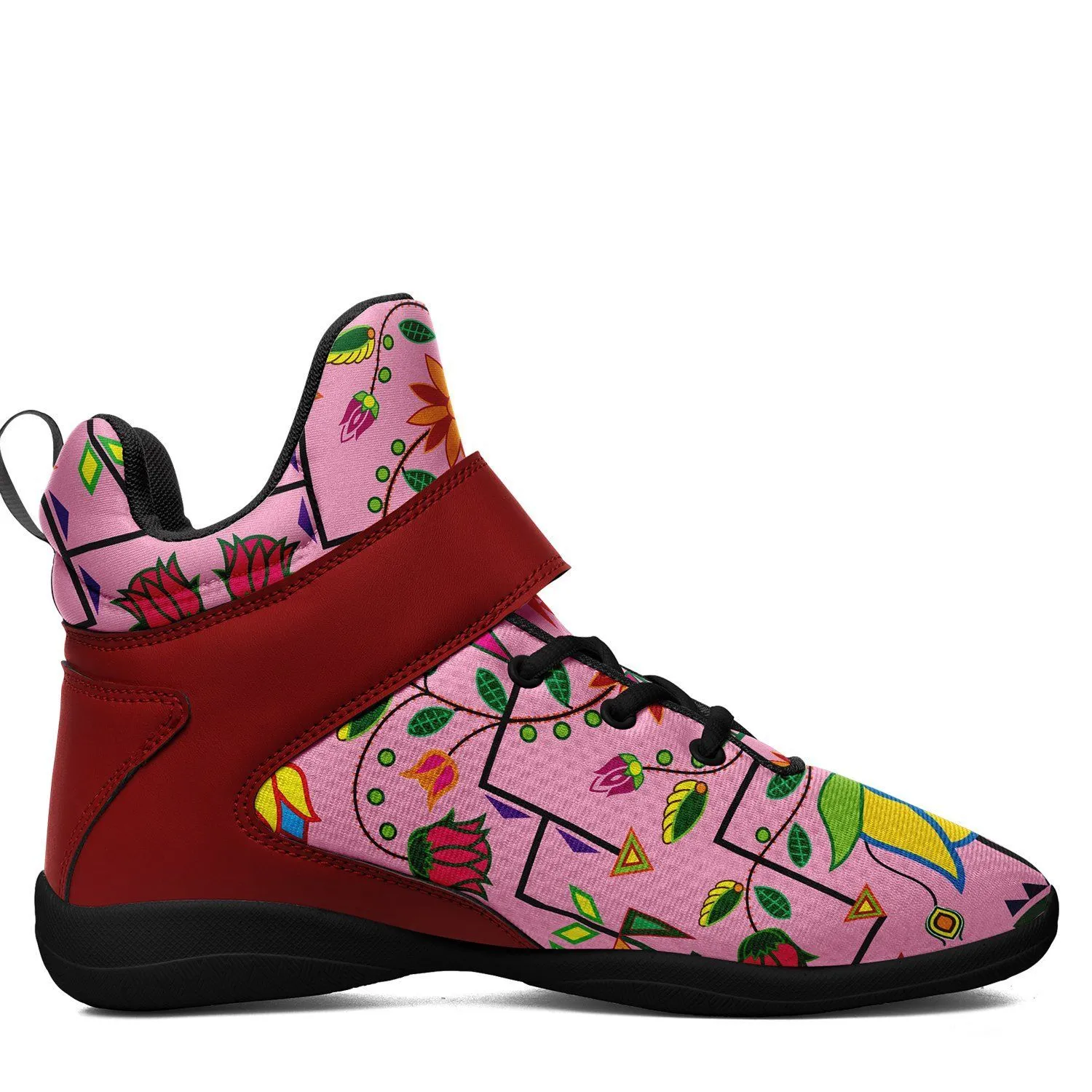 Geometric Floral Summer Sunset Ipottaa Basketball / Sport High Top Shoes - Black Sole