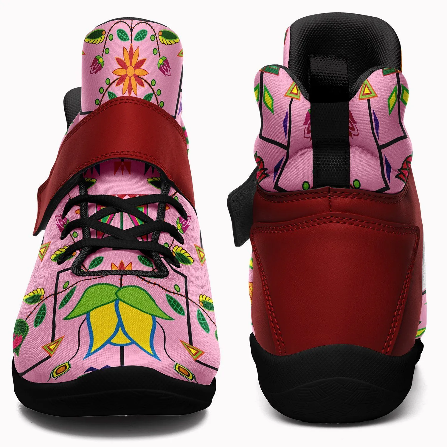 Geometric Floral Summer Sunset Ipottaa Basketball / Sport High Top Shoes - Black Sole