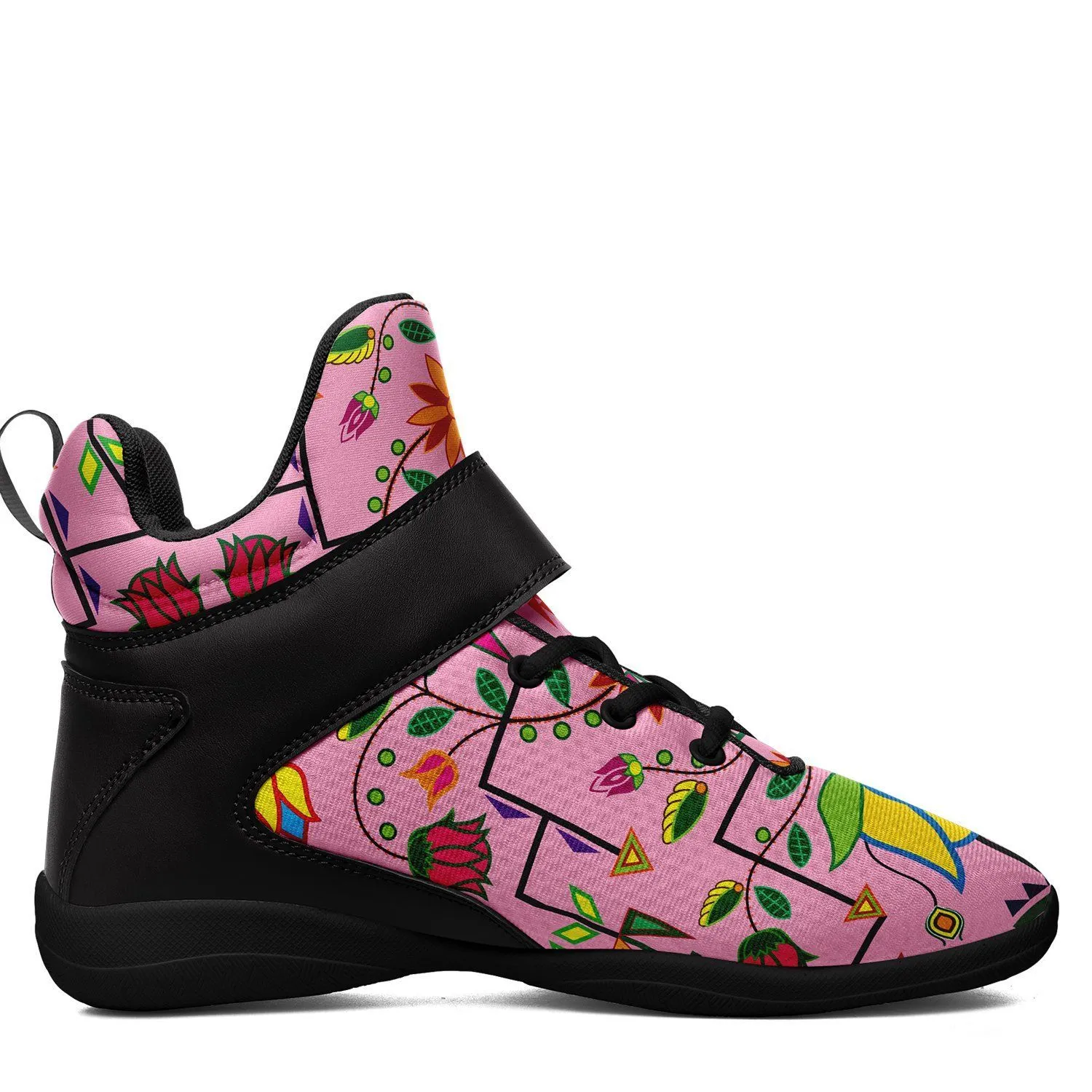 Geometric Floral Summer Sunset Ipottaa Basketball / Sport High Top Shoes - Black Sole