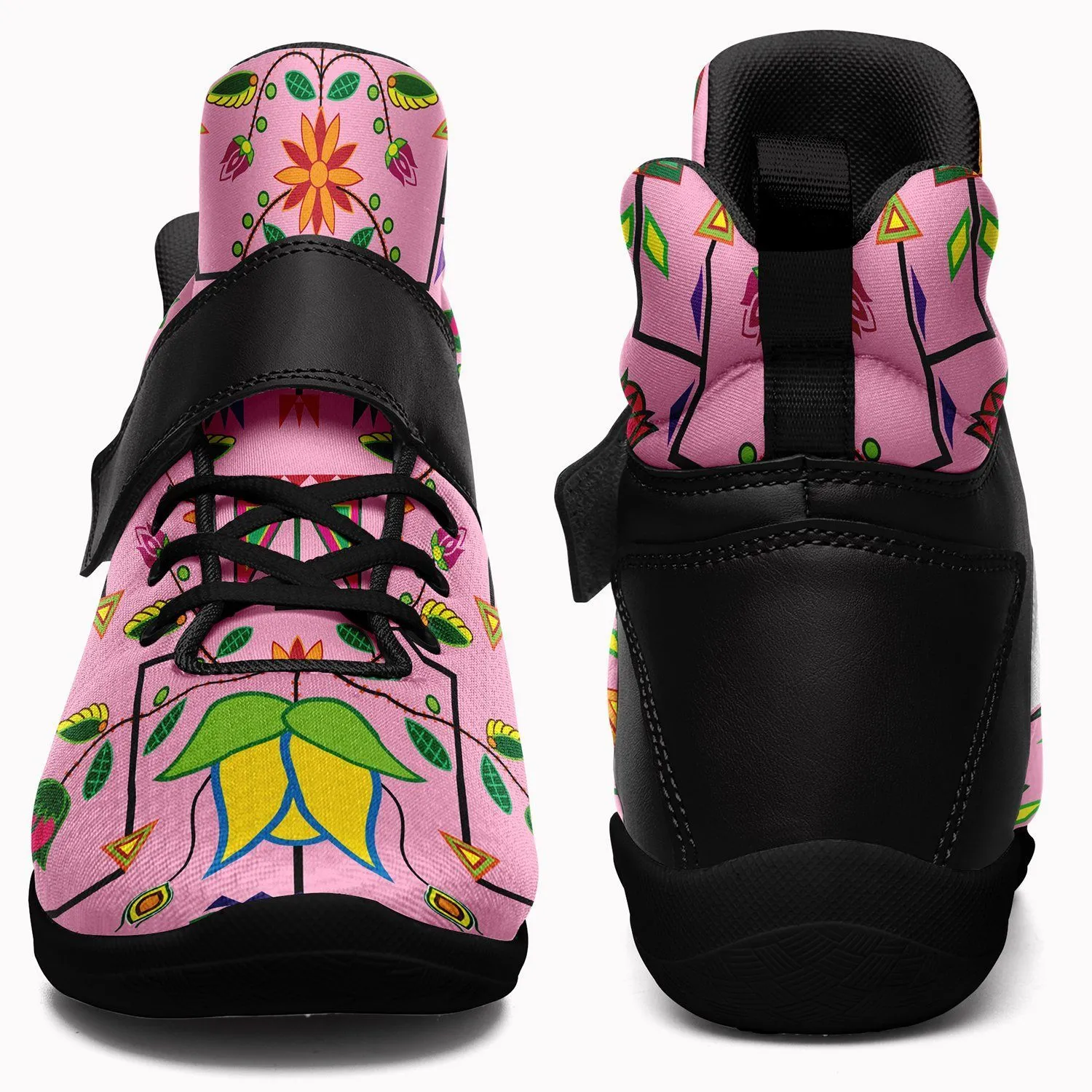 Geometric Floral Summer Sunset Ipottaa Basketball / Sport High Top Shoes - Black Sole