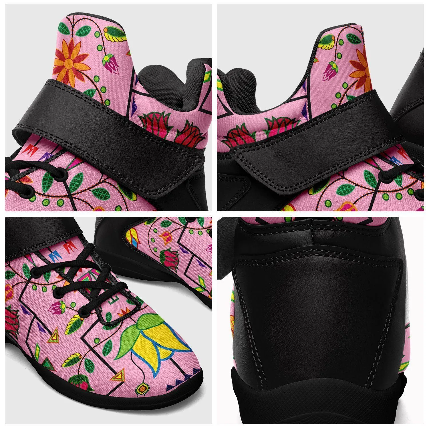 Geometric Floral Summer Sunset Ipottaa Basketball / Sport High Top Shoes - Black Sole