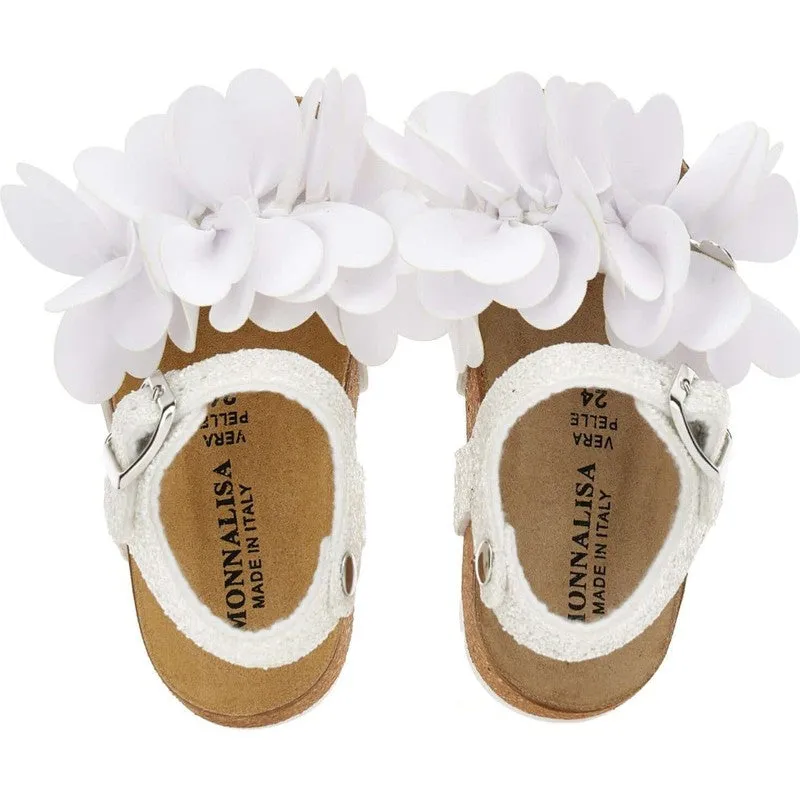 Girls White Flower Sandals