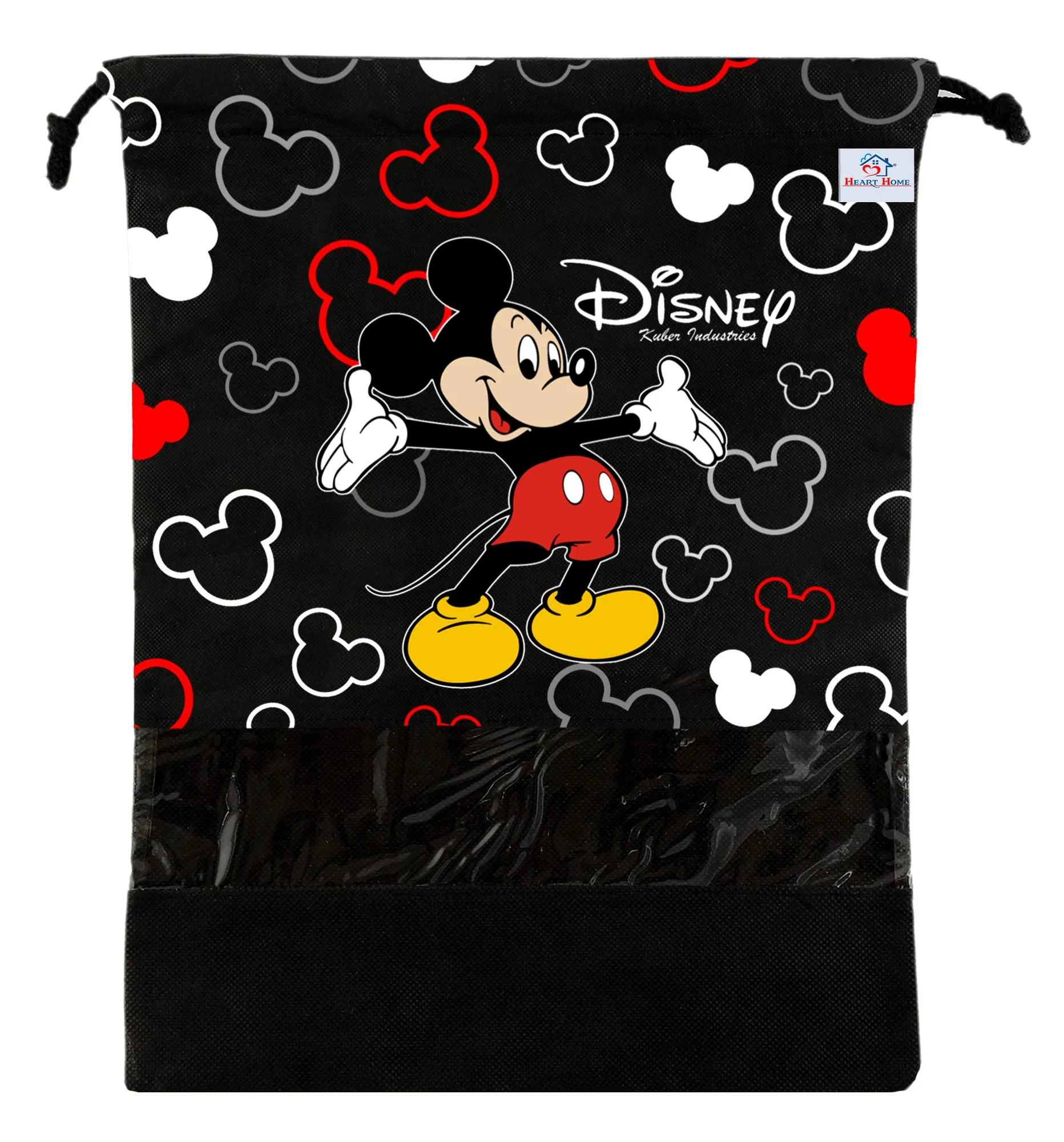 Heart Home Portable Travel Shoe Bags Dust-Proof Shoe Organizer Space Saving Storage Bags, Disney Mickey Print (Set of 9,Black) -HS_35_HEARTHS17974