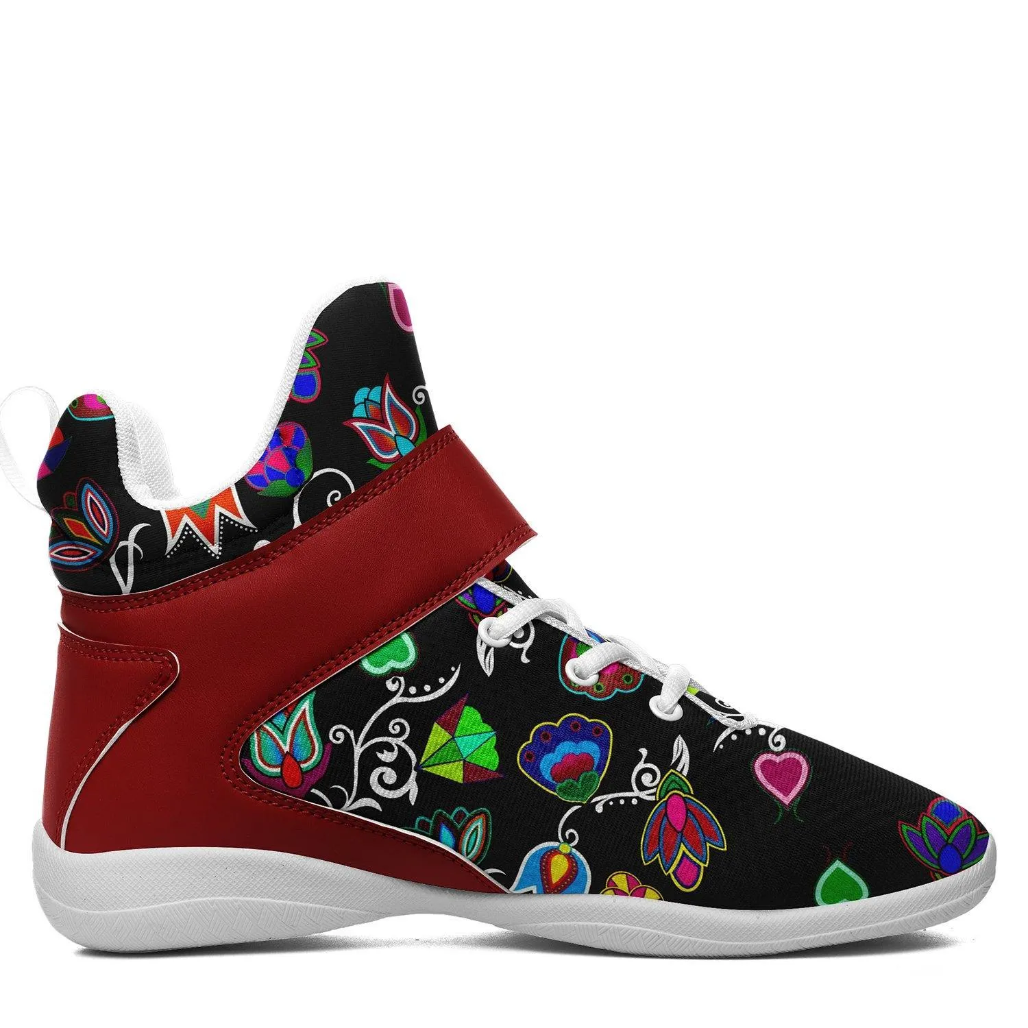 Indigenous Paisley Black Kid's Ipottaa Basketball / Sport High Top Shoes