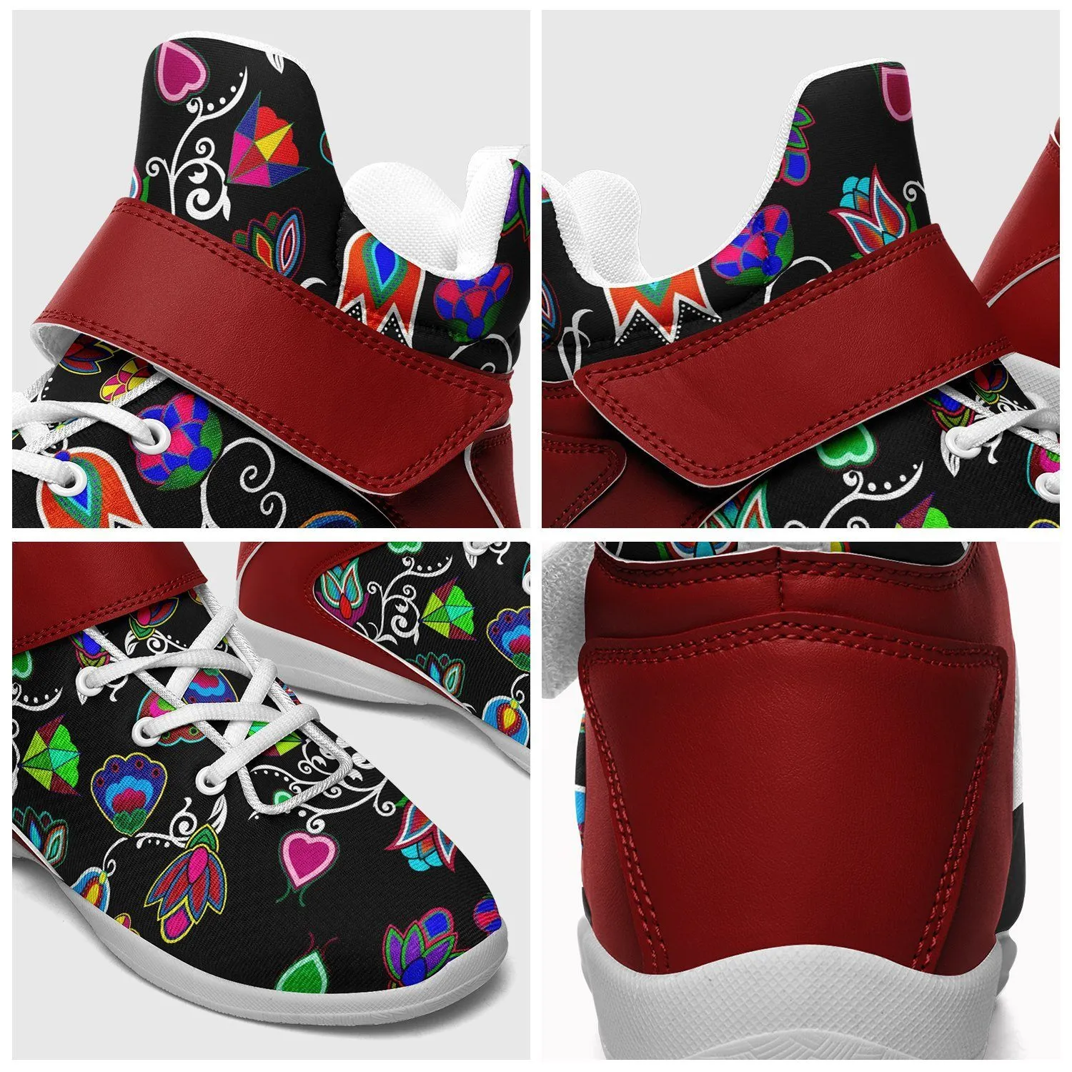 Indigenous Paisley Black Kid's Ipottaa Basketball / Sport High Top Shoes