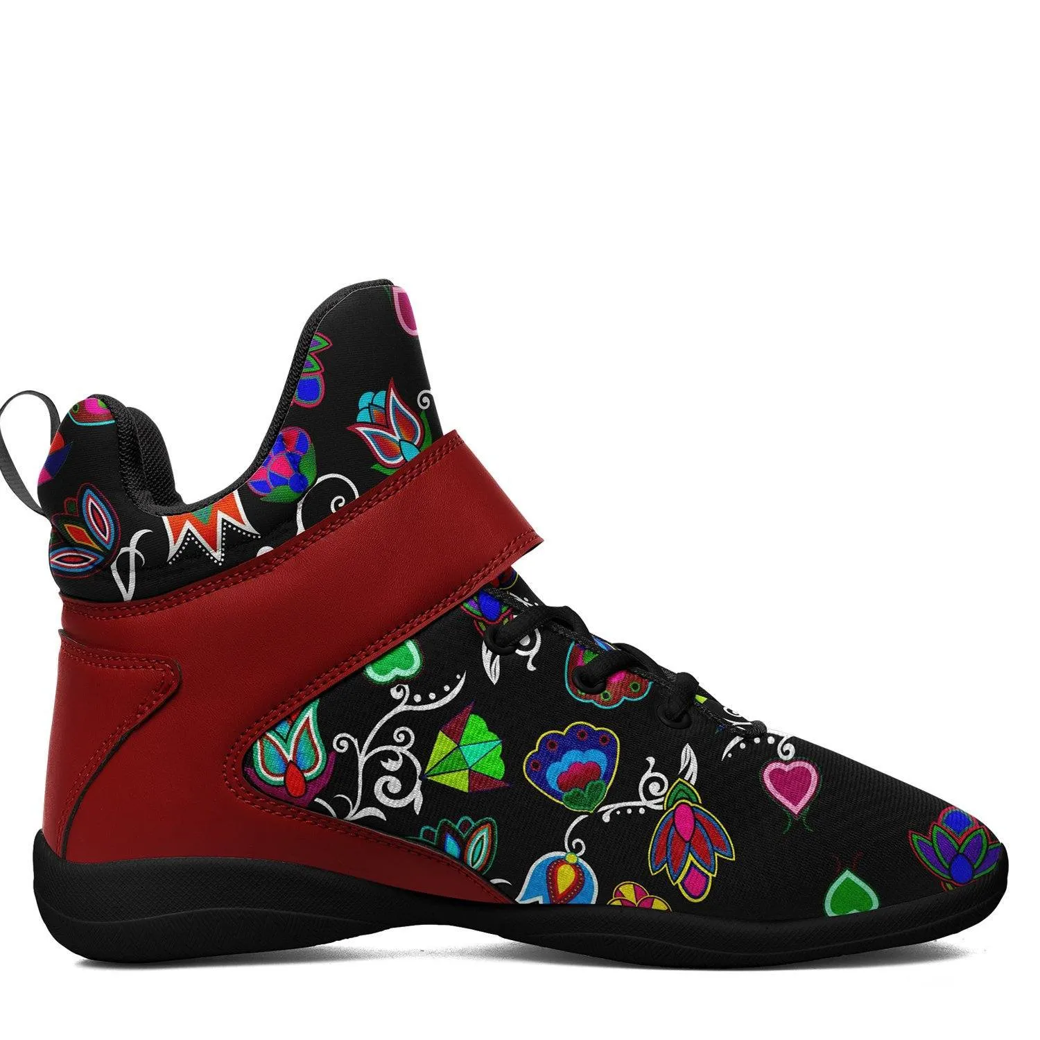 Indigenous Paisley Black Kid's Ipottaa Basketball / Sport High Top Shoes