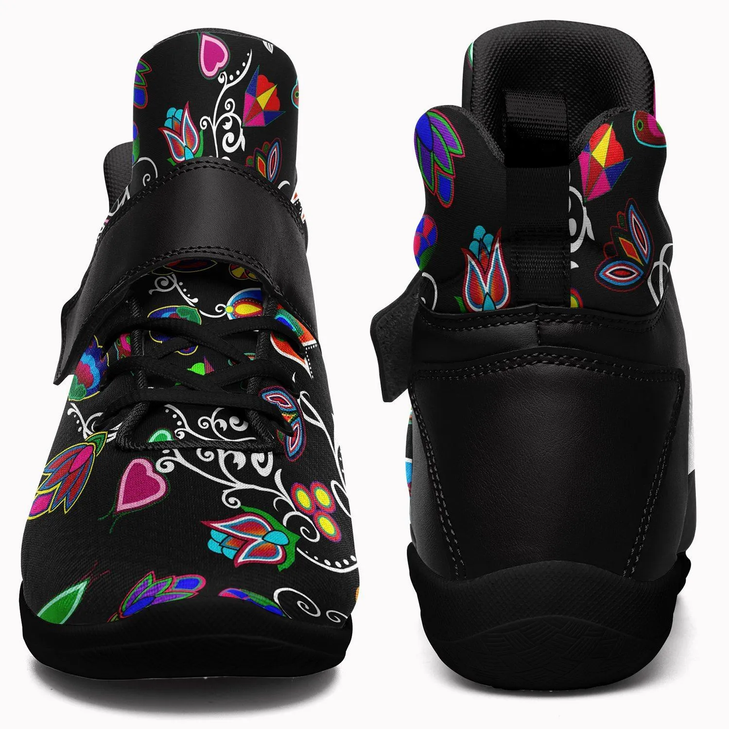 Indigenous Paisley Black Kid's Ipottaa Basketball / Sport High Top Shoes