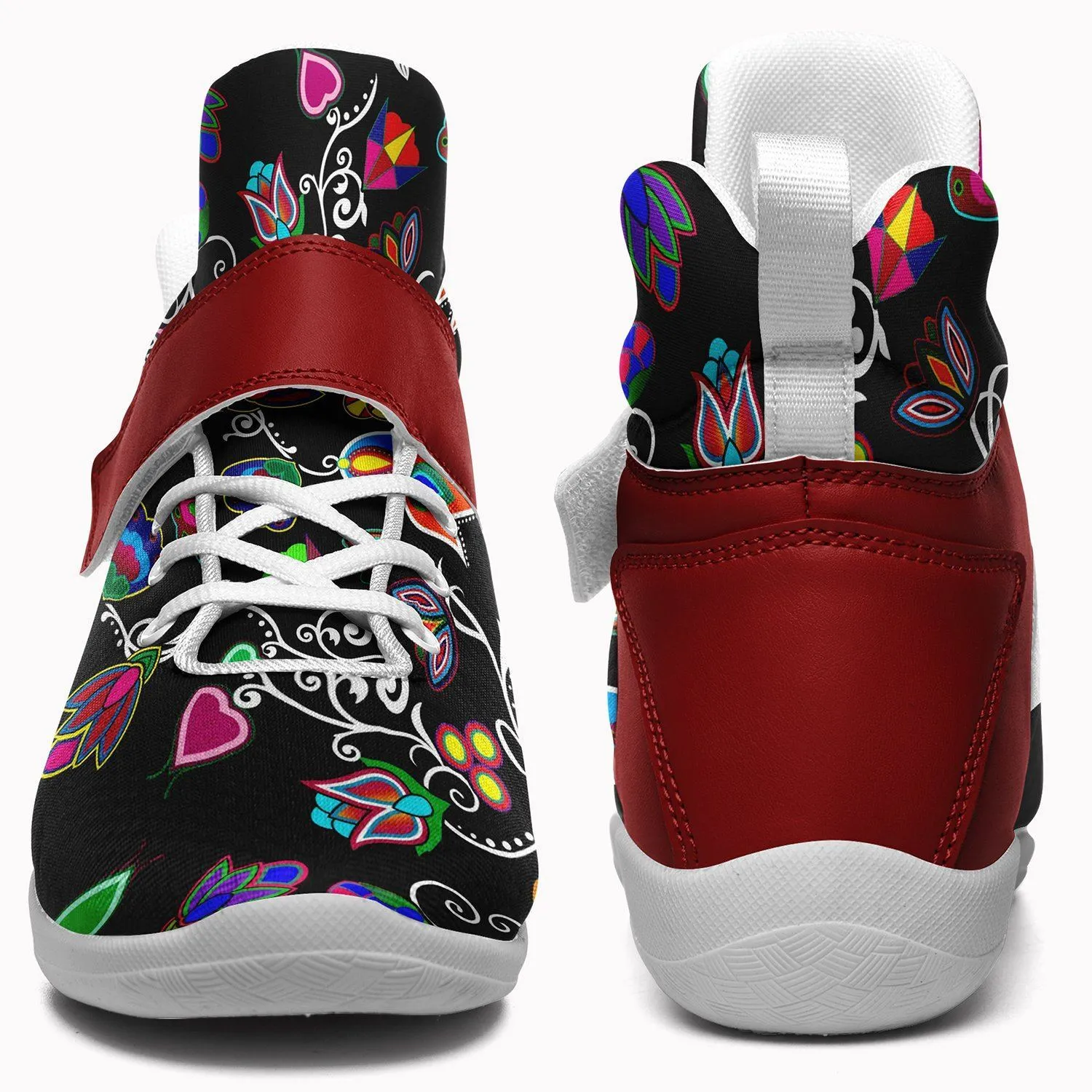 Indigenous Paisley Black Kid's Ipottaa Basketball / Sport High Top Shoes