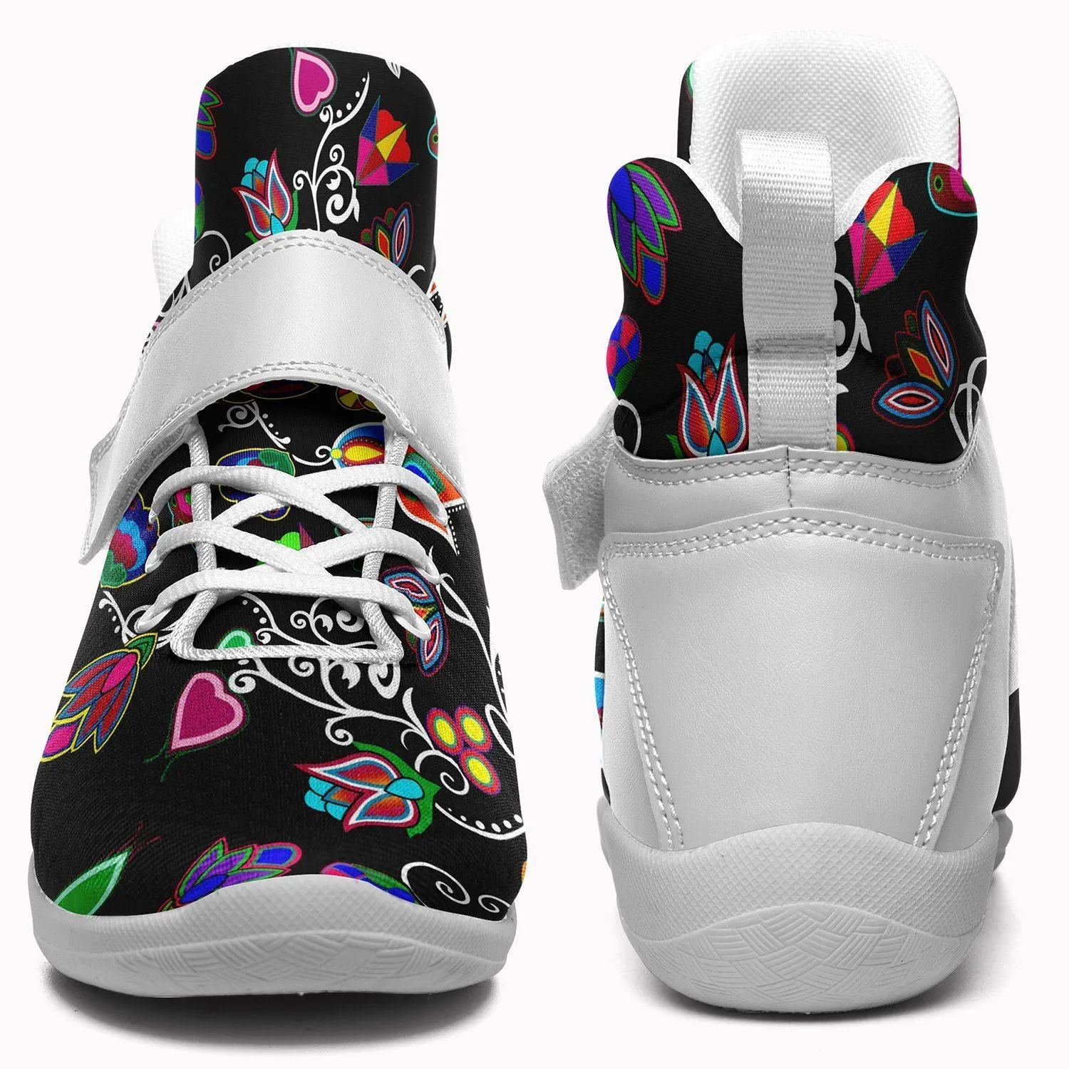 Indigenous Paisley Black Kid's Ipottaa Basketball / Sport High Top Shoes