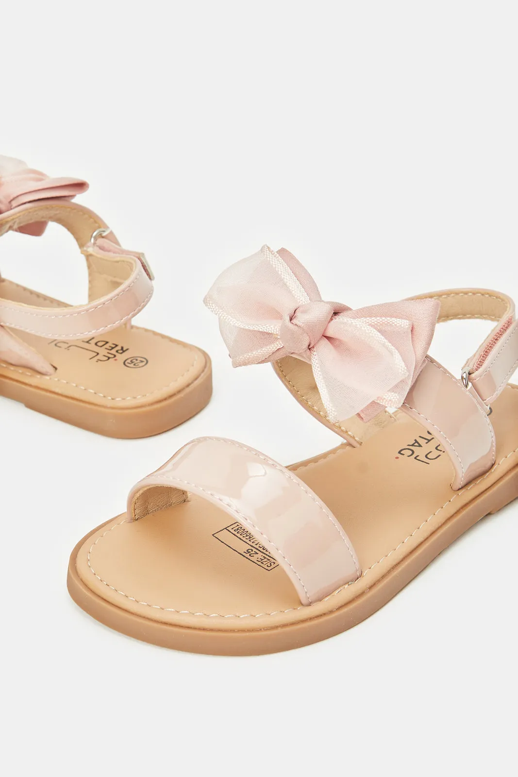 Infant Girls Pink Bow Sandals